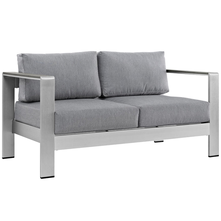 Shore Outdoor Patio Aluminum Loveseat - Silver Gray