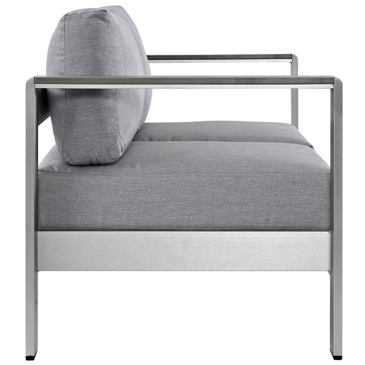 Shore Outdoor Patio Aluminum Loveseat - Silver Gray