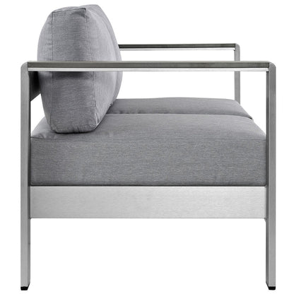Shore Outdoor Patio Aluminum Loveseat - Silver Gray