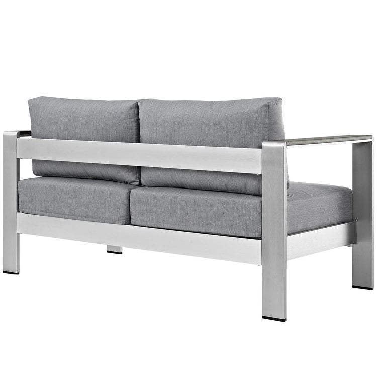Shore Outdoor Patio Aluminum Loveseat - Silver Gray