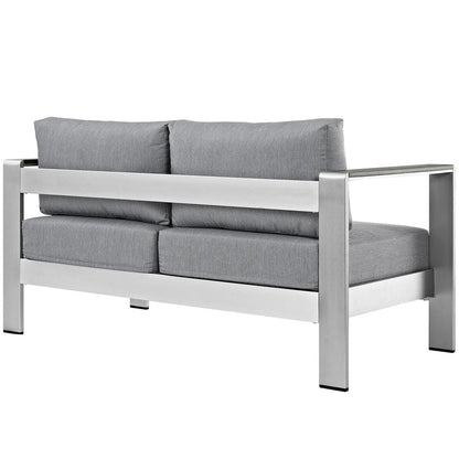 Shore Outdoor Patio Aluminum Loveseat - Silver Gray