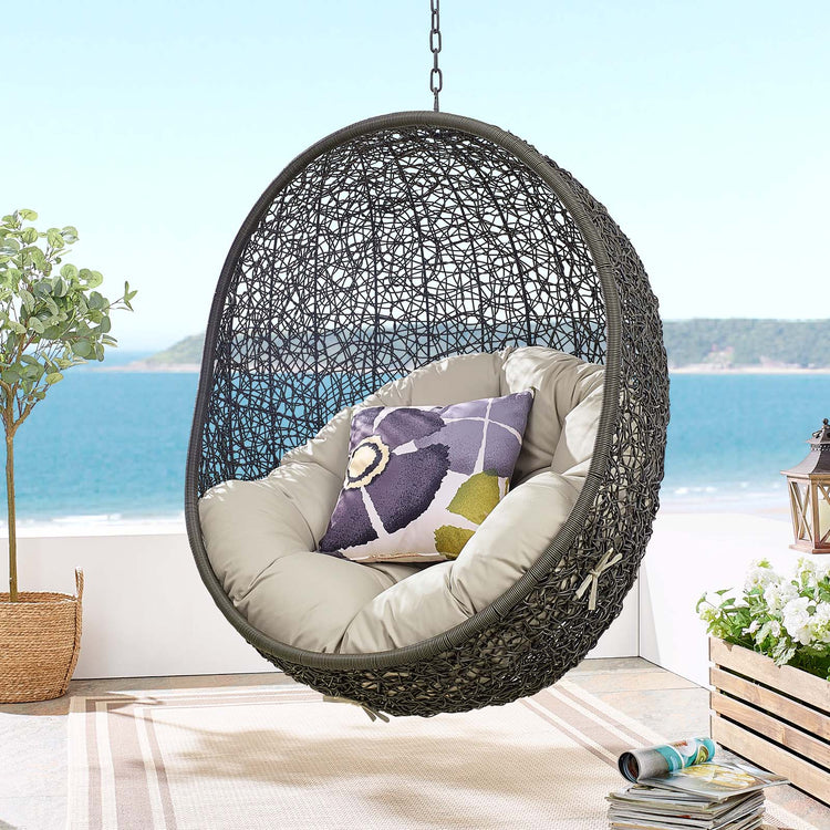 Hide Outdoor Patio Swing Chair With Stand - Gray Beige