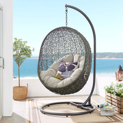 Hide Outdoor Patio Swing Chair With Stand - Gray Beige