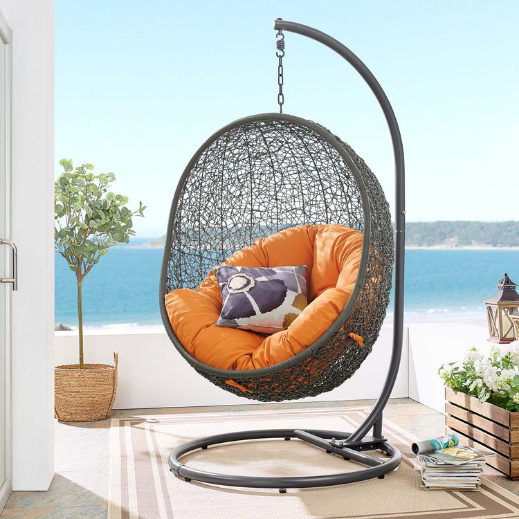 Hide Outdoor Patio Swing Chair With Stand - Gray Orange