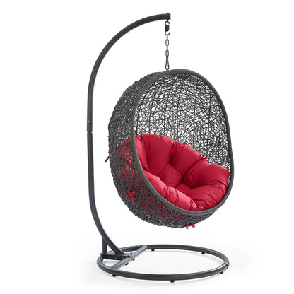 Hide Outdoor Patio Swing Chair With Stand - Gray Red