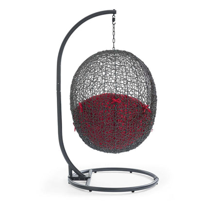 Hide Outdoor Patio Swing Chair With Stand - Gray Red