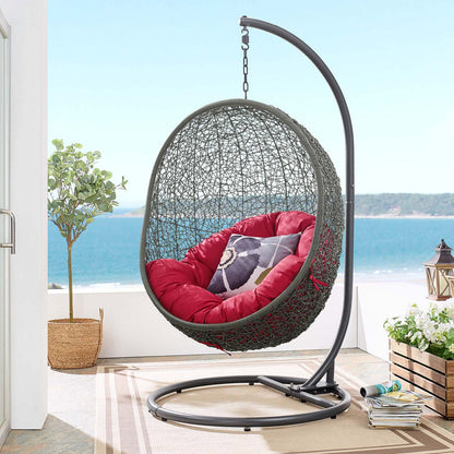 Hide Outdoor Patio Swing Chair With Stand - Gray Red