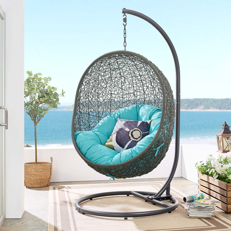 Hide Outdoor Patio Swing Chair With Stand - Gray Turquoise