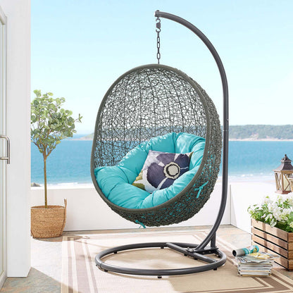 Hide Outdoor Patio Swing Chair With Stand - Gray Turquoise