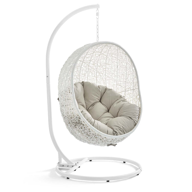 Hide Outdoor Patio Swing Chair With Stand - White Beige