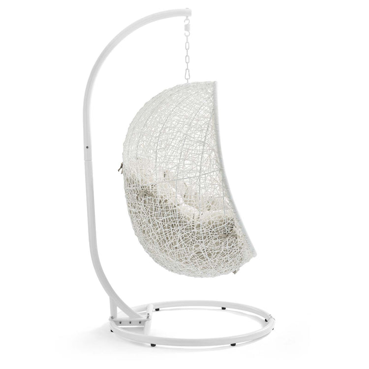 Hide Outdoor Patio Swing Chair With Stand - White Beige