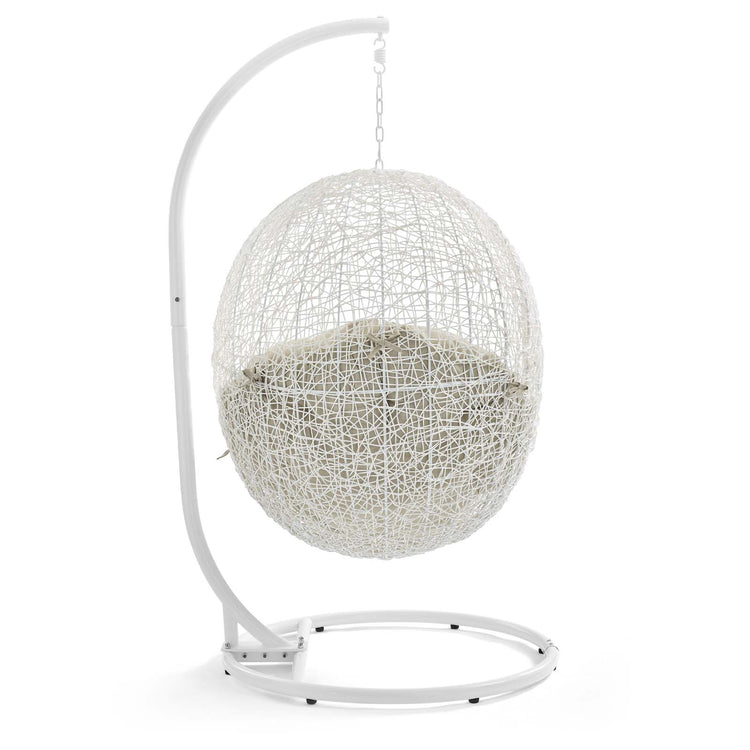 Hide Outdoor Patio Swing Chair With Stand - White Beige