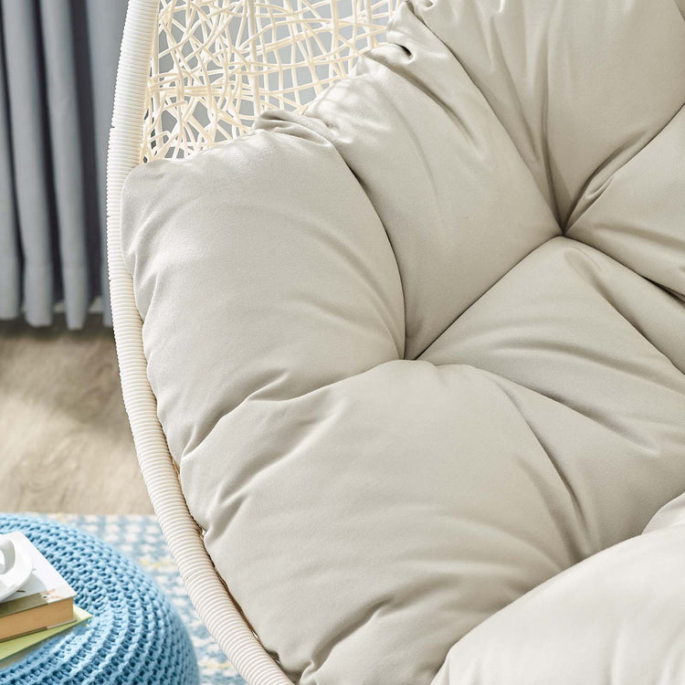 Hide Outdoor Patio Swing Chair With Stand - White Beige