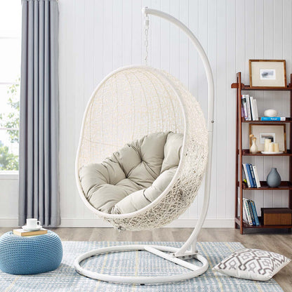 Hide Outdoor Patio Swing Chair With Stand - White Beige