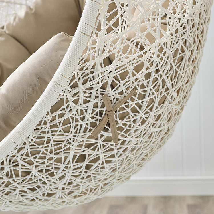 Hide Outdoor Patio Swing Chair With Stand - White Mocha