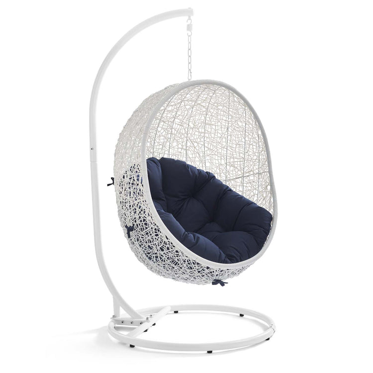 Hide Outdoor Patio Swing Chair With Stand - White Navy
