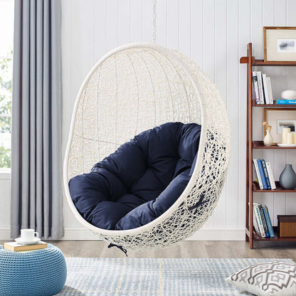 Hide Outdoor Patio Swing Chair With Stand - White Navy