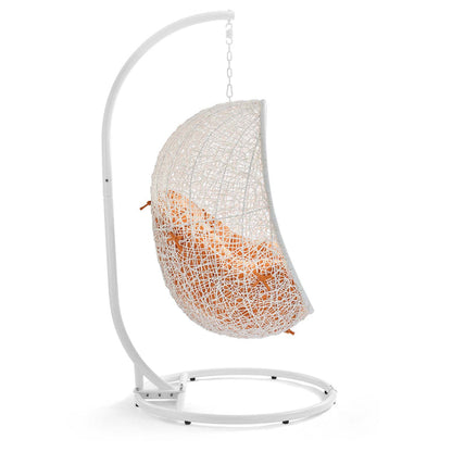 Hide Outdoor Patio Swing Chair With Stand - White Orange