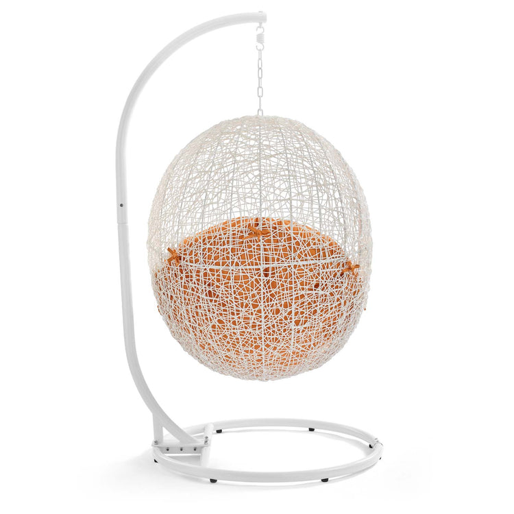 Hide Outdoor Patio Swing Chair With Stand - White Orange