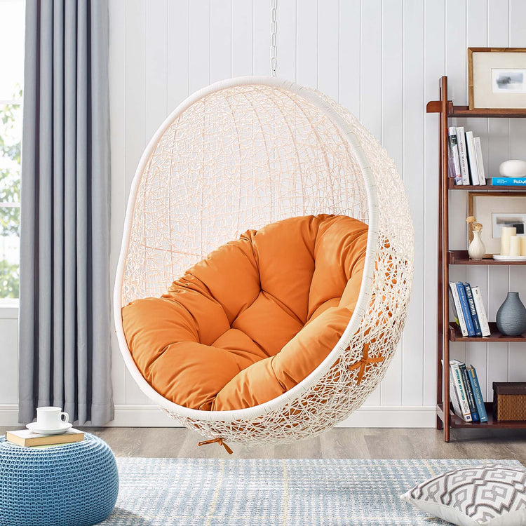 Hide Outdoor Patio Swing Chair With Stand - White Orange