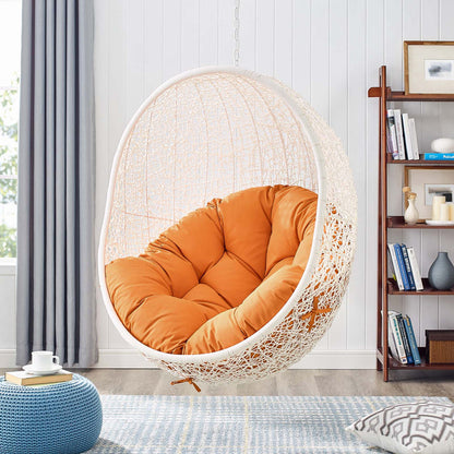Hide Outdoor Patio Swing Chair With Stand - White Orange