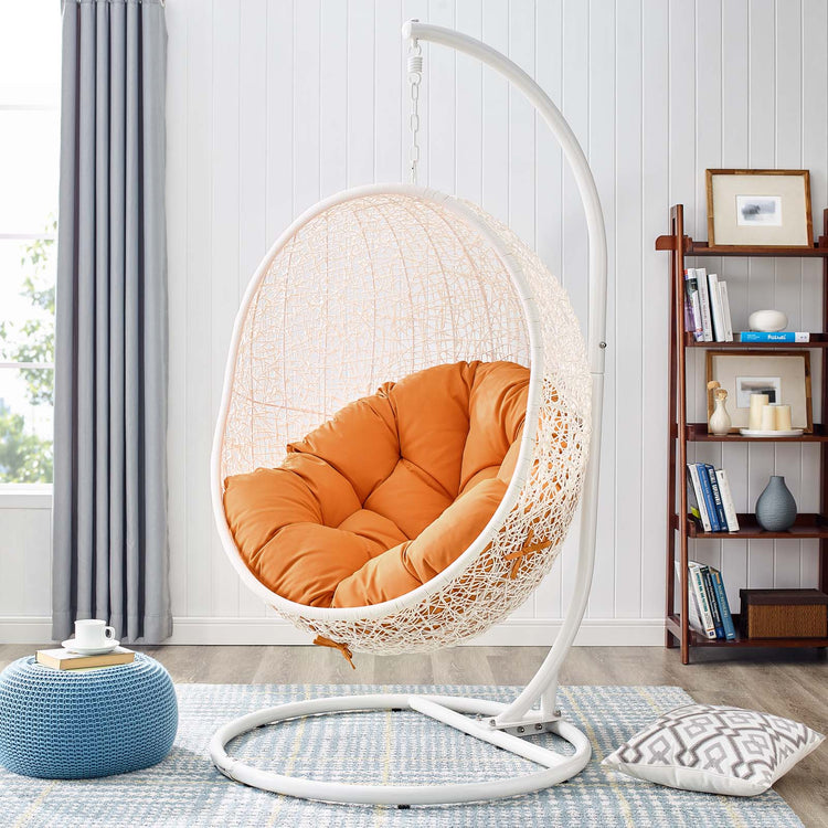 Hide Outdoor Patio Swing Chair With Stand - White Orange