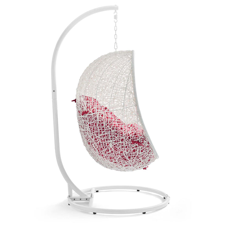 Hide Outdoor Patio Swing Chair With Stand - White Red