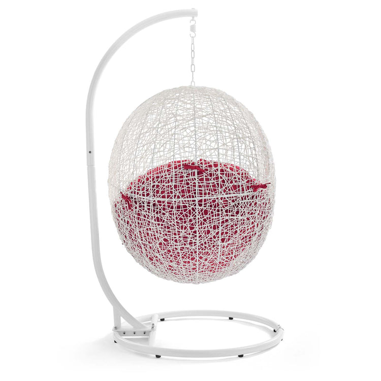 Hide Outdoor Patio Swing Chair With Stand - White Red