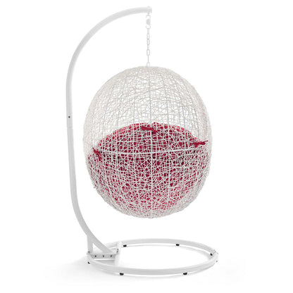 Hide Outdoor Patio Swing Chair With Stand - White Red