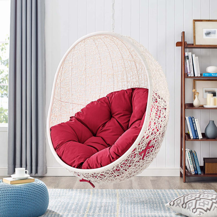 Hide Outdoor Patio Swing Chair With Stand - White Red