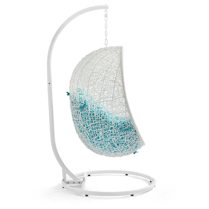 Hide Outdoor Patio Swing Chair With Stand - White Turquoise