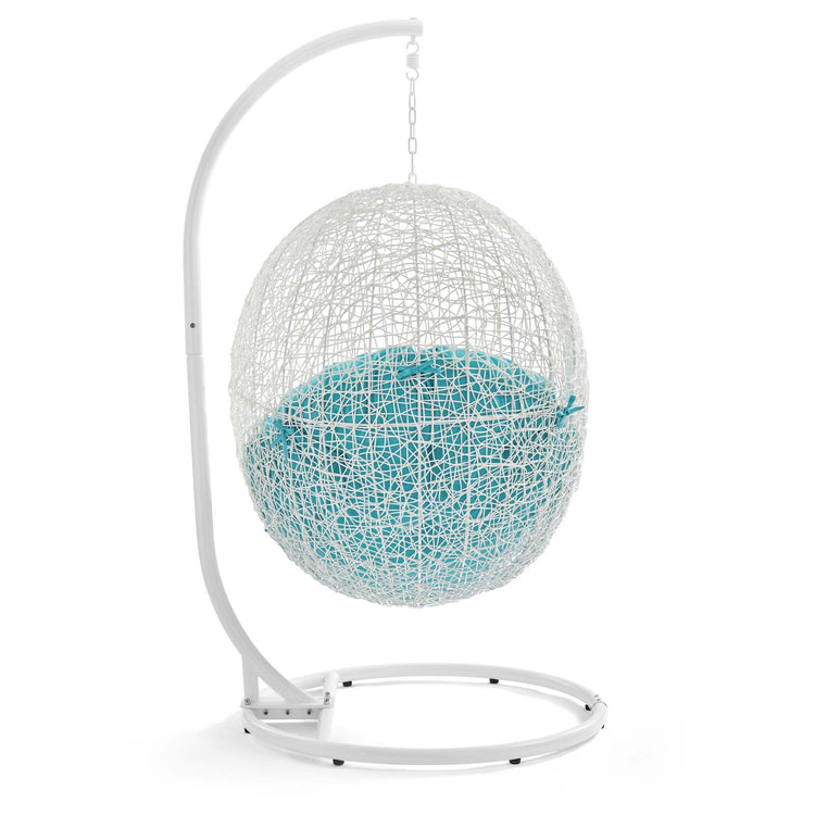 Hide Outdoor Patio Swing Chair With Stand - White Turquoise