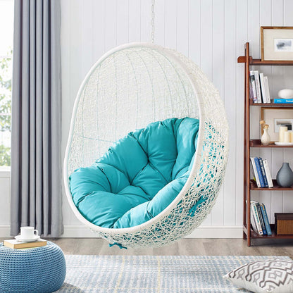 Hide Outdoor Patio Swing Chair With Stand - White Turquoise