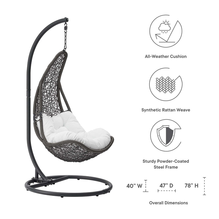 Abate Wicker Rattan Outdoor Patio Swing Chair - Gray White