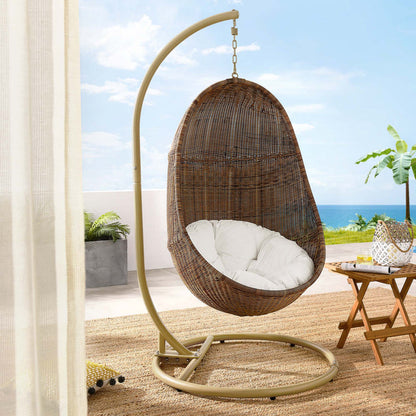 Bean Outdoor Patio Wood Swing Chair With Stand - Default Title