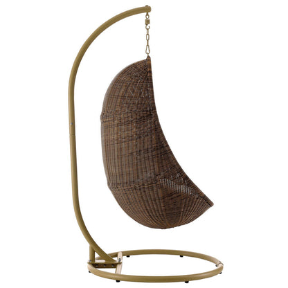 Bean Outdoor Patio Wood Swing Chair With Stand - Default Title