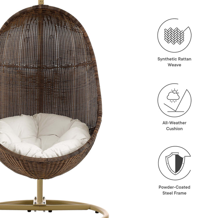Bean Outdoor Patio Wood Swing Chair With Stand - Default Title