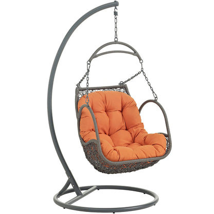 Arbor Outdoor Patio Wood Swing Chair - Orange
