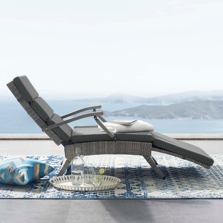 Envisage Chaise Outdoor Patio Wicker Rattan Lounge Chair - Light Gray Charcoal