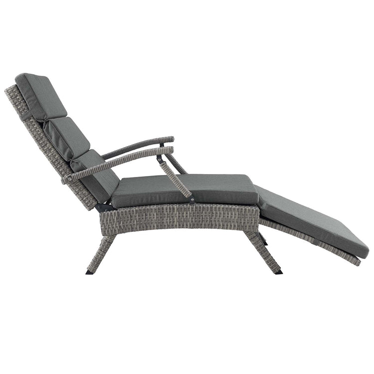 Envisage Chaise Outdoor Patio Wicker Rattan Lounge Chair - Light Gray Charcoal