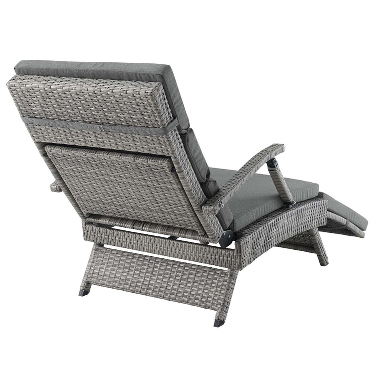 Envisage Chaise Outdoor Patio Wicker Rattan Lounge Chair - Light Gray Charcoal
