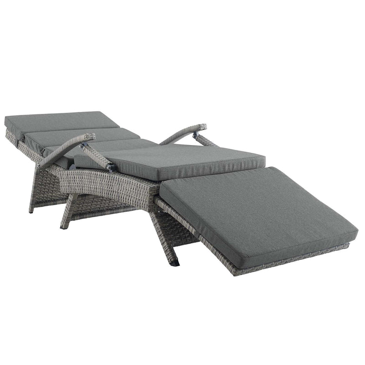 Envisage Chaise Outdoor Patio Wicker Rattan Lounge Chair - Light Gray Charcoal