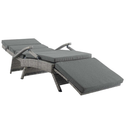 Envisage Chaise Outdoor Patio Wicker Rattan Lounge Chair - Light Gray Charcoal