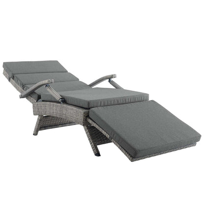 Envisage Chaise Outdoor Patio Wicker Rattan Lounge Chair - Light Gray Charcoal
