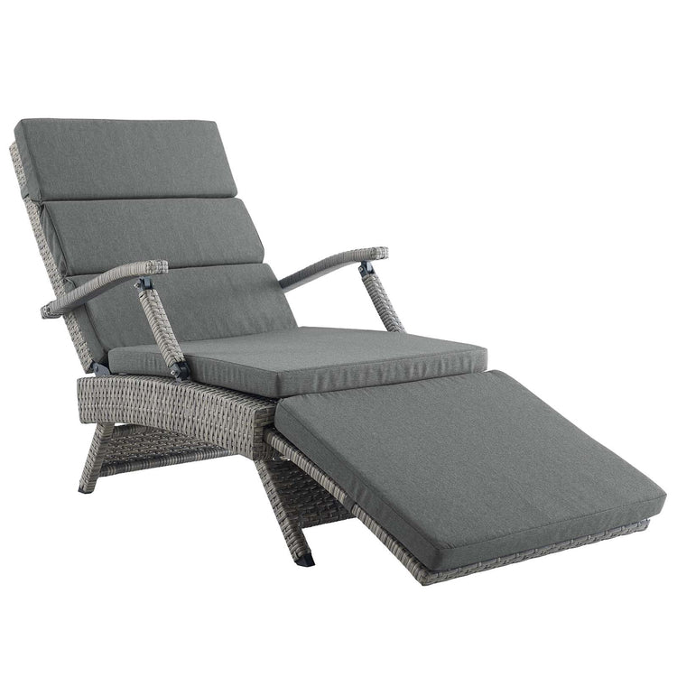 Envisage Chaise Outdoor Patio Wicker Rattan Lounge Chair - Light Gray Charcoal