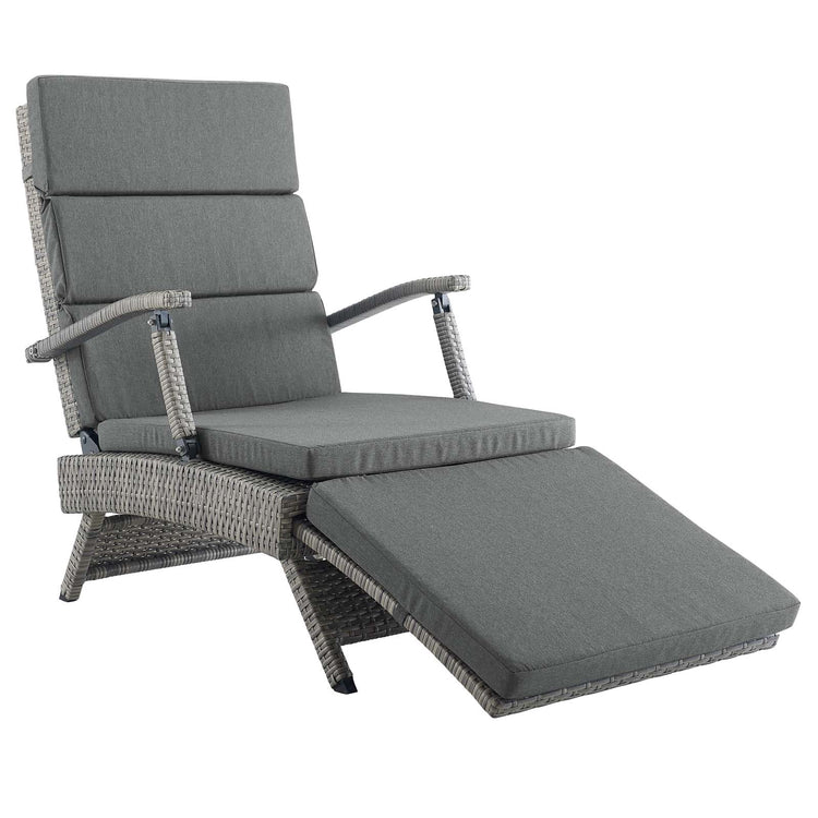 Envisage Chaise Outdoor Patio Wicker Rattan Lounge Chair - Light Gray Charcoal