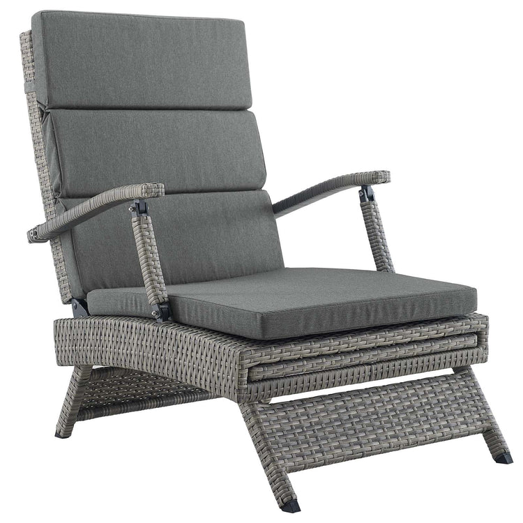 Envisage Chaise Outdoor Patio Wicker Rattan Lounge Chair - Light Gray Charcoal