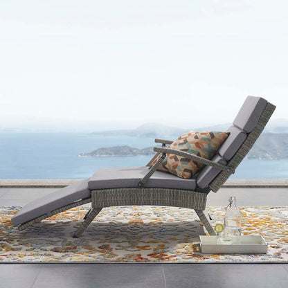 Envisage Chaise Outdoor Patio Wicker Rattan Lounge Chair - Light Gray Gray