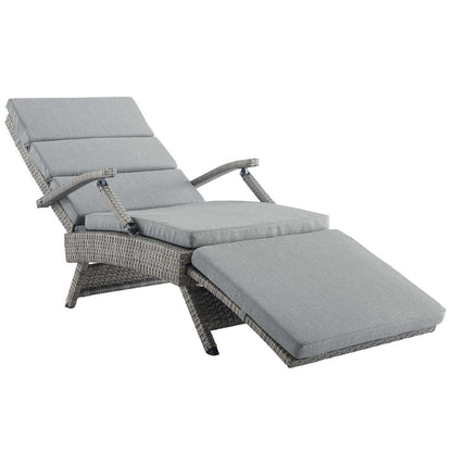 Envisage Chaise Outdoor Patio Wicker Rattan Lounge Chair - Light Gray Gray