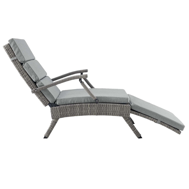 Envisage Chaise Outdoor Patio Wicker Rattan Lounge Chair - Light Gray Gray